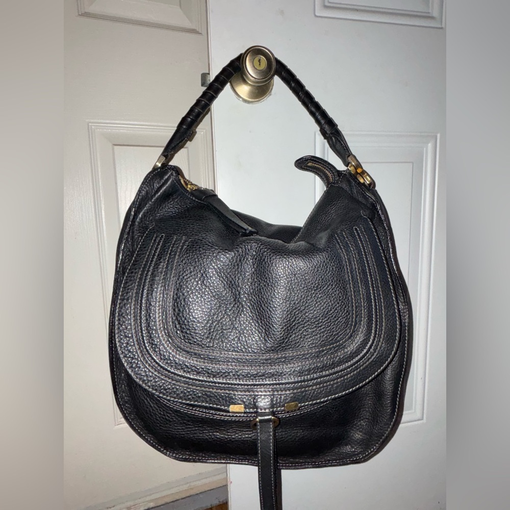 Chloe Elegant Marcie Black Leather Bag - Picture 4 of 16